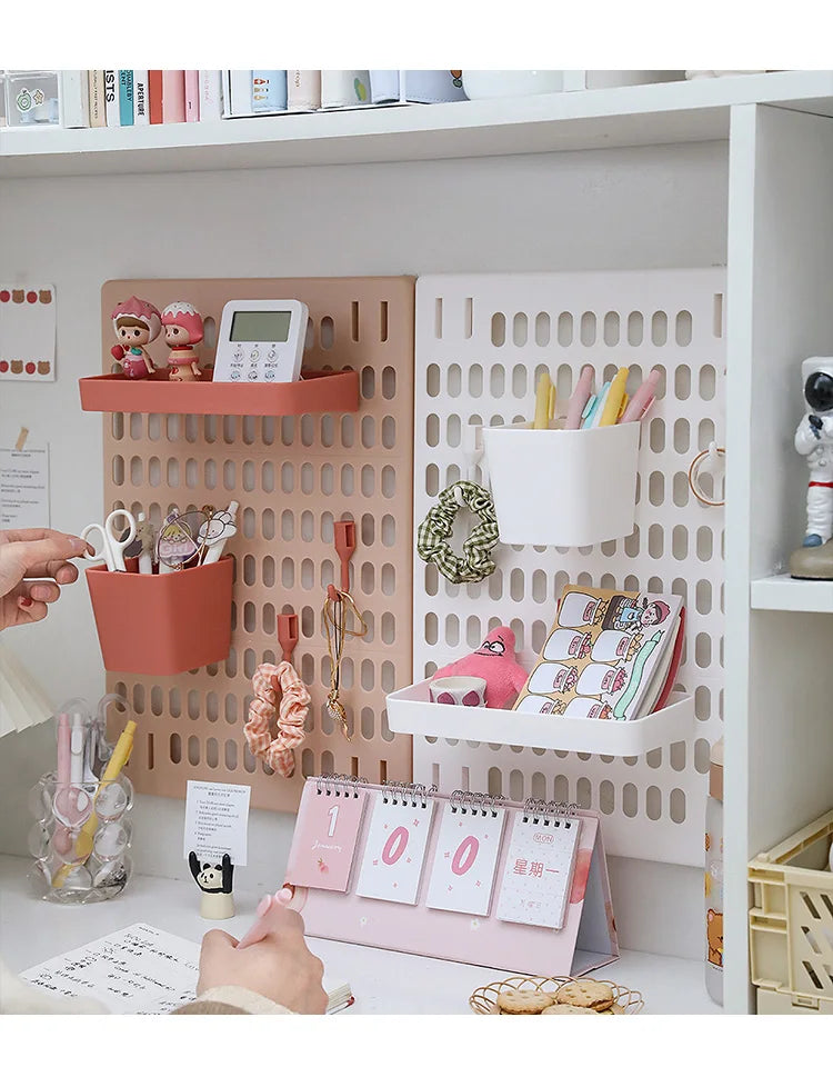 Space-Saving Wall Storage Rack: Punch-Free Hanging Organizer for Kitchen, Bathroom & Dorm | Multi-Purpose Pegboard Shelf with Hooks for Home Organization