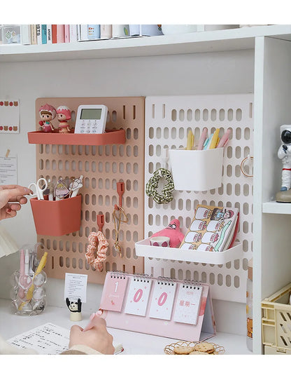 Space-Saving Wall Storage Rack: Punch-Free Hanging Organizer for Kitchen, Bathroom & Dorm | Multi-Purpose Pegboard Shelf with Hooks for Home Organization