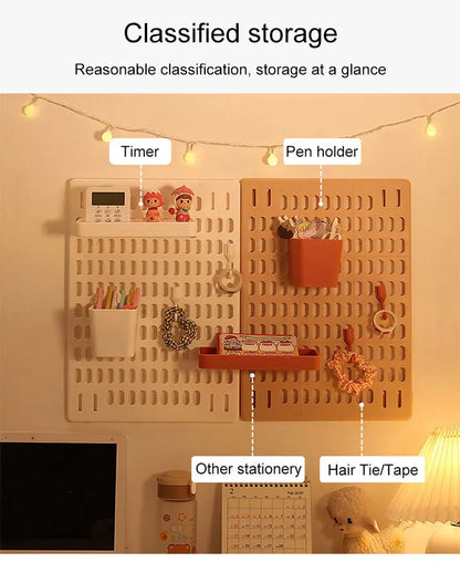 Space-Saving Wall Storage Rack: Punch-Free Hanging Organizer for Kitchen, Bathroom & Dorm | Multi-Purpose Pegboard Shelf with Hooks for Home Organization